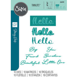 Sizzix Thinlits Die Set (10PK) - Take Twos, Hello Sentiment by Stacey Park 666848