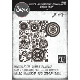 Sizzix Multi Level Textured Impressions Embossing Folder - Vault Gears by Tim Holtz 666866