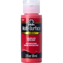 Plaid FolkArt Multi-Surface Satin Acrylic Paint 2oz - Apple Red