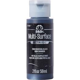 Plaid FolkArt Multi-Surface 2oz - Metallic Charcoal Black