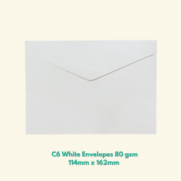 Smooth White C6 Envelopes 114mmx162mm 80gsm 50/pk