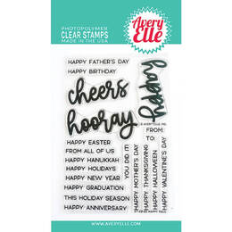 Avery Elle Clear Stamp - Happy Tags AE2225