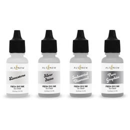 Altenew Fresh Dye Ink Re-inker - Rock Collection (Limestone, Silver Stone, Industrial Diamond, Pure Graphite)