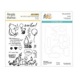 Spellbinders Clear Stamps & Die Set - Say Cheese Classic Pooh Birthday Collection- Woo Hoo! (by Simple Stories) BD-0989