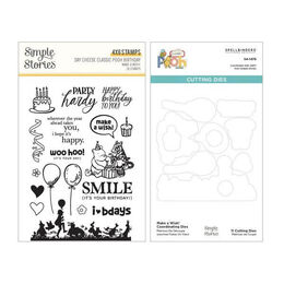 Spellbinders Clear Stamps & Die Set - Say Cheese Classic Pooh Birthday Collection - Make a Wish! (by Simple Stories) BD-0990
