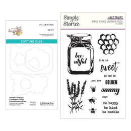 Spellbinders Clear Stamps & Die Set - Simple Vintage Lavender Fields (with Simple Stories) BD-1054