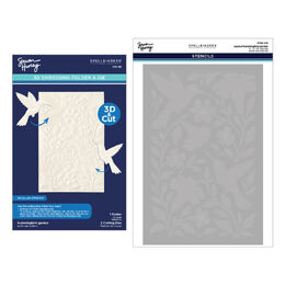Spellbinders 3D Embossing Folder and Stencil - Hummingbird Garden (by Simon Hurley) BD-1104