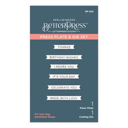 Spellbinders BetterPress Press Plates & Dies - It's Your Day Sentiment Strips BP-028