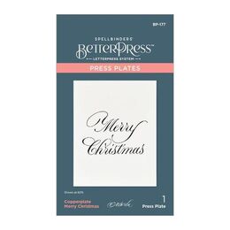 Spellbinders Press Plate & Die Set - Copperplate Holiday Sentiments Collection - Copperplate Merry Christmas (by Paul Antonio)