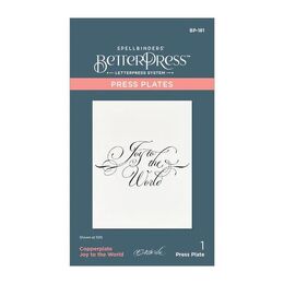Spellbinders Press Plate & Die Set - Copperplate Holiday Sentiments Collection - Copperplate Joy to the World (by Paul Antonio)