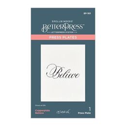 Spellbinders Press Plate & Die Set - Copperplate Holiday Sentiments Collection - Copperplate Believe (by Paul Antonio)