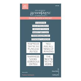 Spellbinders Press Plate & Die Set - Gorgeous You Collection - Flawless Sentiments BP-236