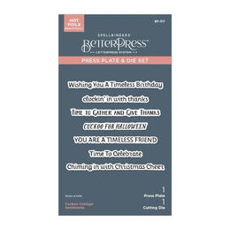 Spellbinders BetterPress Plate & Die Set - Cuckoo Cottage Collection - Cuckoo Cottage Sentiments BP-317