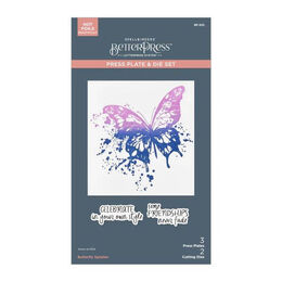 Spellbinders Press Plate & Die Set - Beautifully Imperfect Collection - Butterfly Splatter BP-323