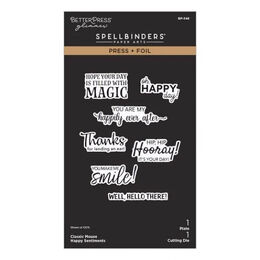 Spellbinders Press + Foil Plate & Dies - Classic Mouse Happy Sentiments BP-348