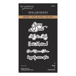 Spellbinders BetterPress Society Press + Foil Plate & Die Set - Classic Mouse Wedding Sentiments BP-367