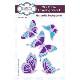 Creative Expressions Mini Triple Layering Stencil - Butterfly Background (4" x 3")