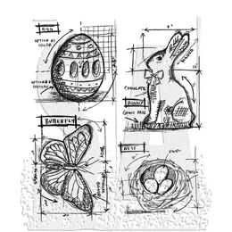 Tim Holtz Stampers Anonymous Cling Mount Stamp - Easter Blueprint CMS144
