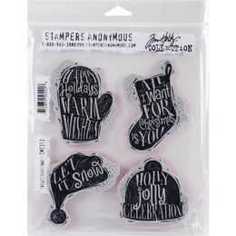 Stampers Anonymous Tim Holtz  Stamps 7"X8.5" - Carved Christmas #1 CMS313