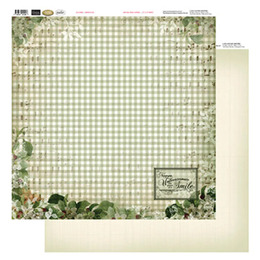 Couture Creations Patterned Paper - Vintage Roses - Green Plaid (12x12)