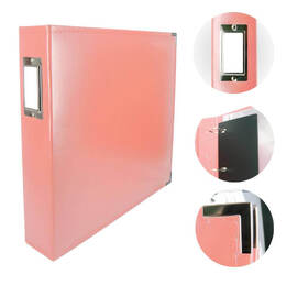 Scrapbook Classic Superior Leather D-Ring Album - Coral Pink