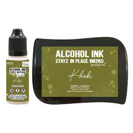Couture Creations STAYZ IN PLACE Alcohol Ink Pad w/ 12ml Reinker - Khaki Pearlescent