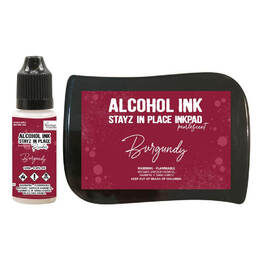 Couture Creations STAYZ IN PLACE Alcohol Ink Pad w/ 12ml Reinker - Burgundy Pearlescent