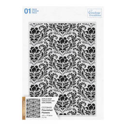 Couture Creations Stamp - Flourished Flowers Background 5x7 (1pc)