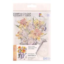 Couture Creations  Stamp and Colour Set - Vintage Blooms - Daffodils (4pc)