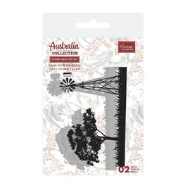 PREORDER - Couture Creations TREE WITH WINDMILL Stamp and Dies - Australia The Lucky Country