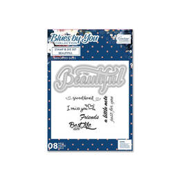 Couture Creation Stamp & Die Set - Blues by You Collection - Beautiful (8pc)