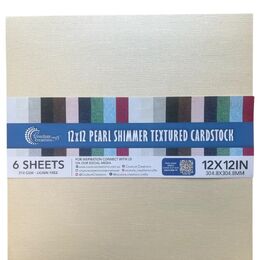Couture Creations Pearl Shimmer Textured Cardstock 12x12 - Ivory (210gsm) - 6 Sheets