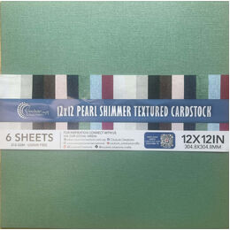 Couture Creations Pearl Shimmer Textured Cardstock 12x12 - Juniper Green (210gsm) - 6 Sheets