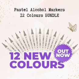 Couture Creations Twin Tip Alcohol Ink Marker Pastel Colours 12 Colours BUNDLE