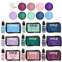 Couture Creations STAYZ IN PLACE Alcohol Ink Pad + Reinkers 9 BUNDLE KIT COOL Tones