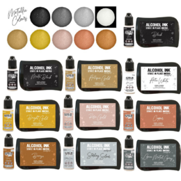 Couture Creations STAYZ IN PLACE Alcohol Ink Pad + Reinker 10 METALLIC Bundle