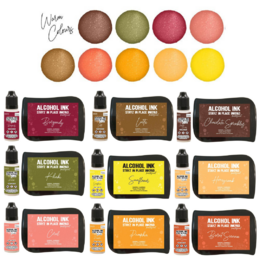 Couture Creations STAYZ IN PLACE Alcohol Ink Pad + Reinker 9 WARM Tones BUNDLE