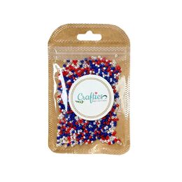 Crafties Co. Seed Beads Red/White/Blue Mix 2 mm