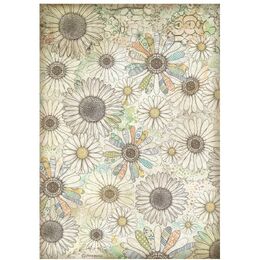 Stamperia Daisy Art Rice Paper Sheet A4 - Stylized Daisy Pattern DFSA41096