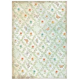 Stamperia Daisy Art Rice Paper Sheet A4 - Flowers And Butterfly Pattern DFSA41097