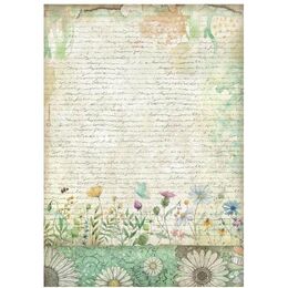 Stamperia Daisy Art Rice Paper Sheet A4 - Handmade Letter With Flowers DFSA41098