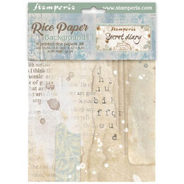 Stamperia Rice Paper Backgrounds A6 8/Pkg - Secret Diary DFSAK6051