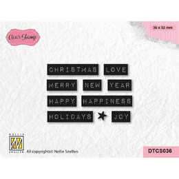 Nellie Snellen Text Clear Stamps - Christmas Love Typed DTCS036