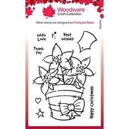 Woodware Clear Stamps - Potted Poinsettias (4in x 6in)