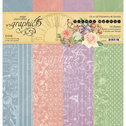 Graphic 45 Double-Sided Paper Pad 12"X12" 16/Pkg - Flower Market Patterns & Solids
