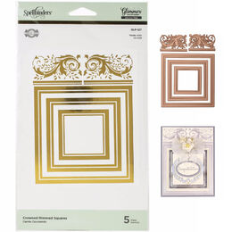 Spellbinders Amazing Papers Grace Glimmer Hot Foil Plate - Crowned Rimmed Squares GLP127