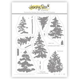 Honey Bee Clear Stamps 5x6 - Watercolor Pines HBST-514