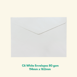 HOP Budget White C6 Envelopes 20/pk 114mm x 162mm 80 gsm