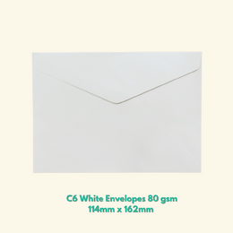 White C6 Envelopes 80 gsm 20/pk 114mmx162mm 