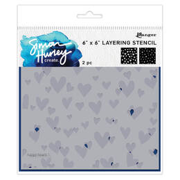 Simon Hurley create Layering Stencil 6x6 - Happy Hearts HUS85591